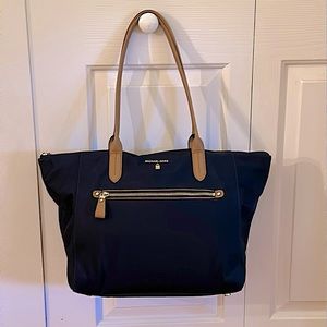 Michael Kors Kelsey Nylon Deep Navy Tote Bag.